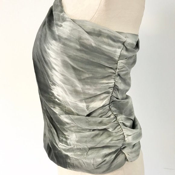 Alice & Olivia XS Silk One Shoulder Grey Ombre Top - Picture 5 of 12
